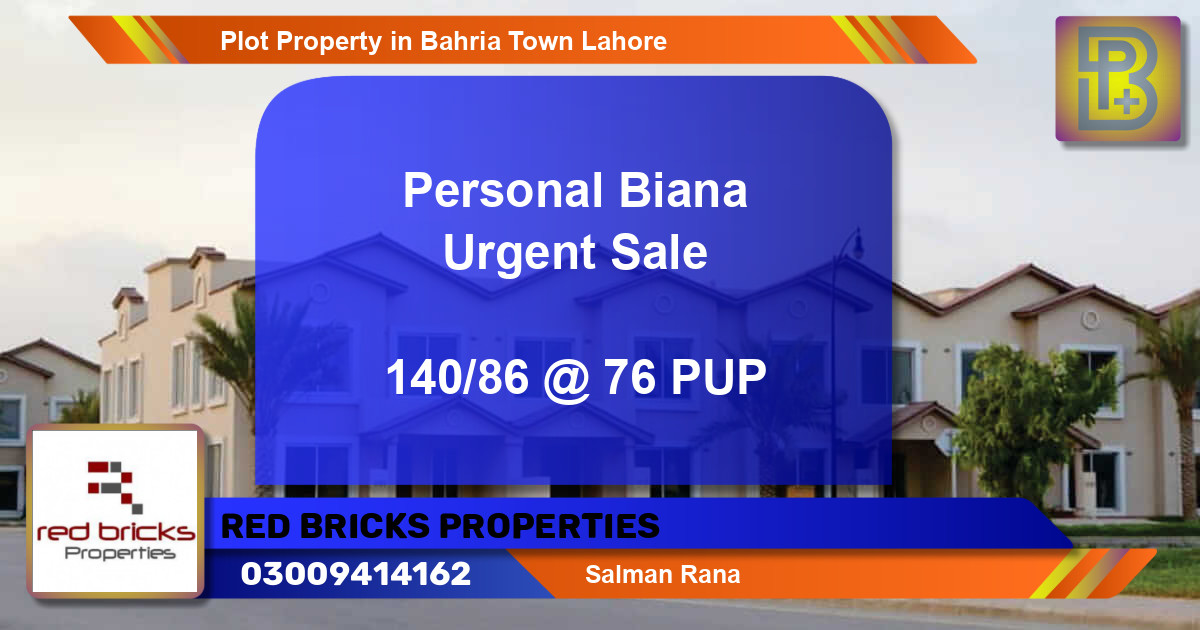 Residential Plot for Sale in Bahria Town, Lahore - (BP-70686)