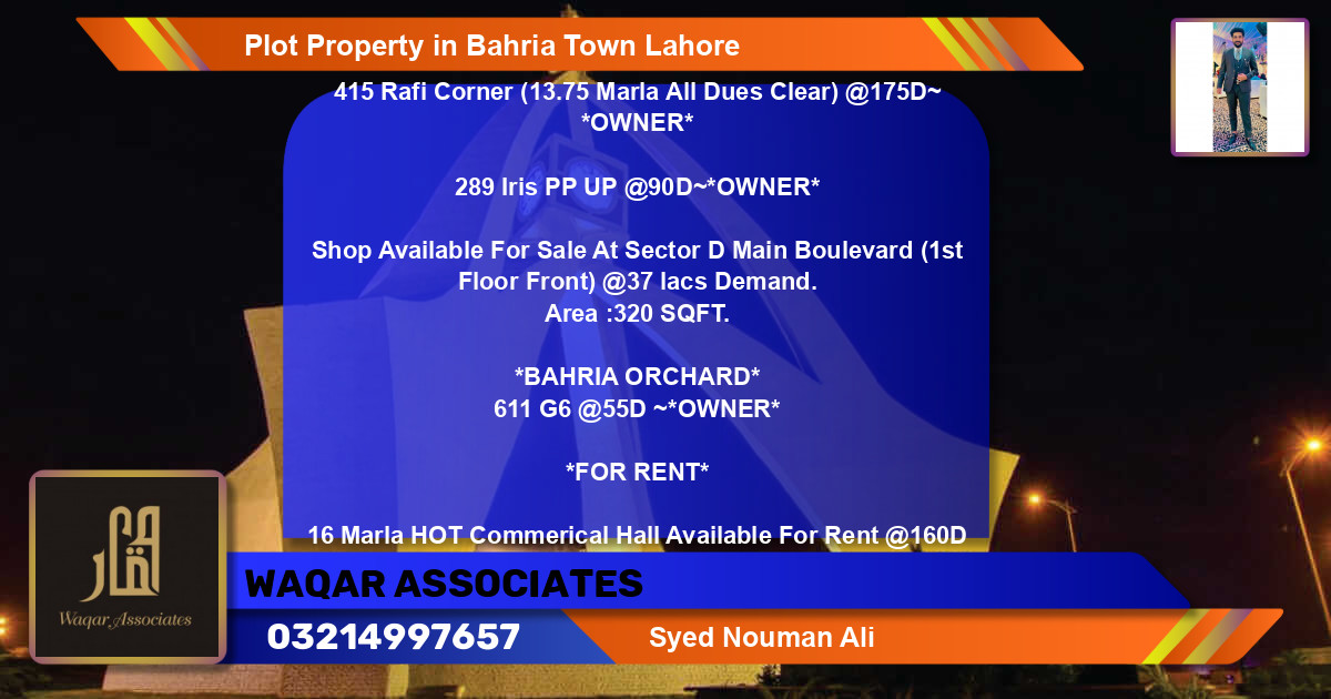 Residential Plot for Sale in Bahria Town, Lahore - (BP-70712)