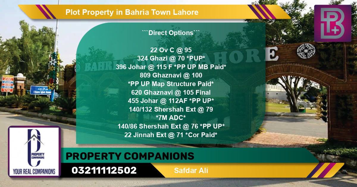 Residential Plot for Sale in Bahria Town, Lahore - (BP-70716)