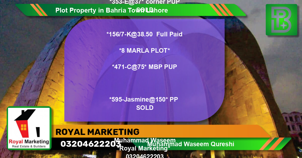 Residential Plot for Sale in Bahria Town, Lahore - (BP-70787)