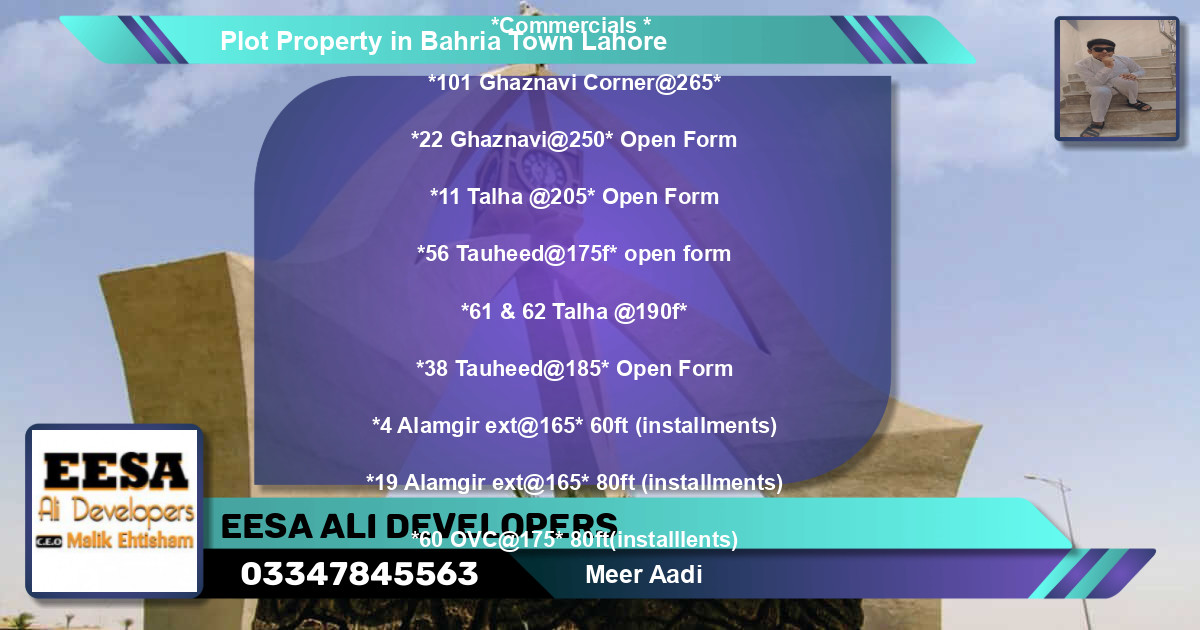 Commercial Plot for Sale in Bahria Town, Lahore - (BP-70798)