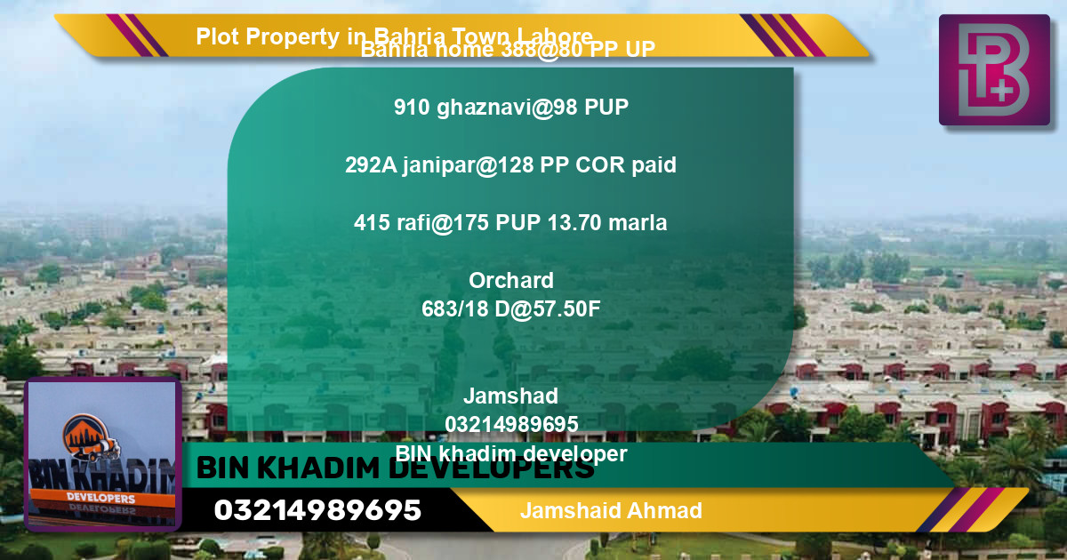 Residential Plot for Sale in Bahria Town, Lahore - (BP-70799)