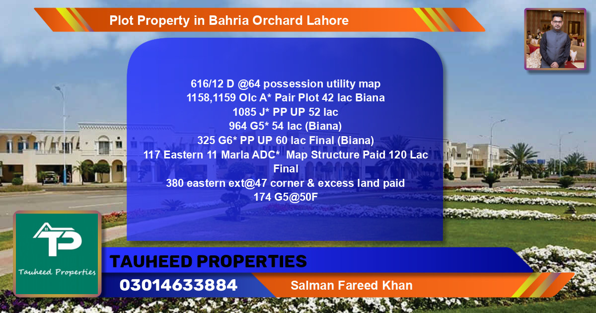 Residential Plot for Sale in Bahria Orchard, Lahore - (BP-70833)