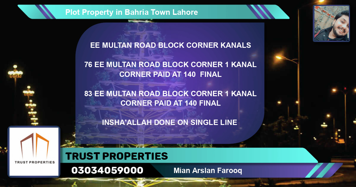 Residential Plot for Sale in Bahria Town, Lahore - (BP-70841)