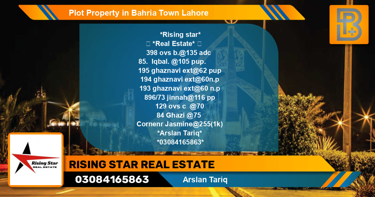 Residential Plot for Sale in Bahria Town, Lahore - (BP-70856)