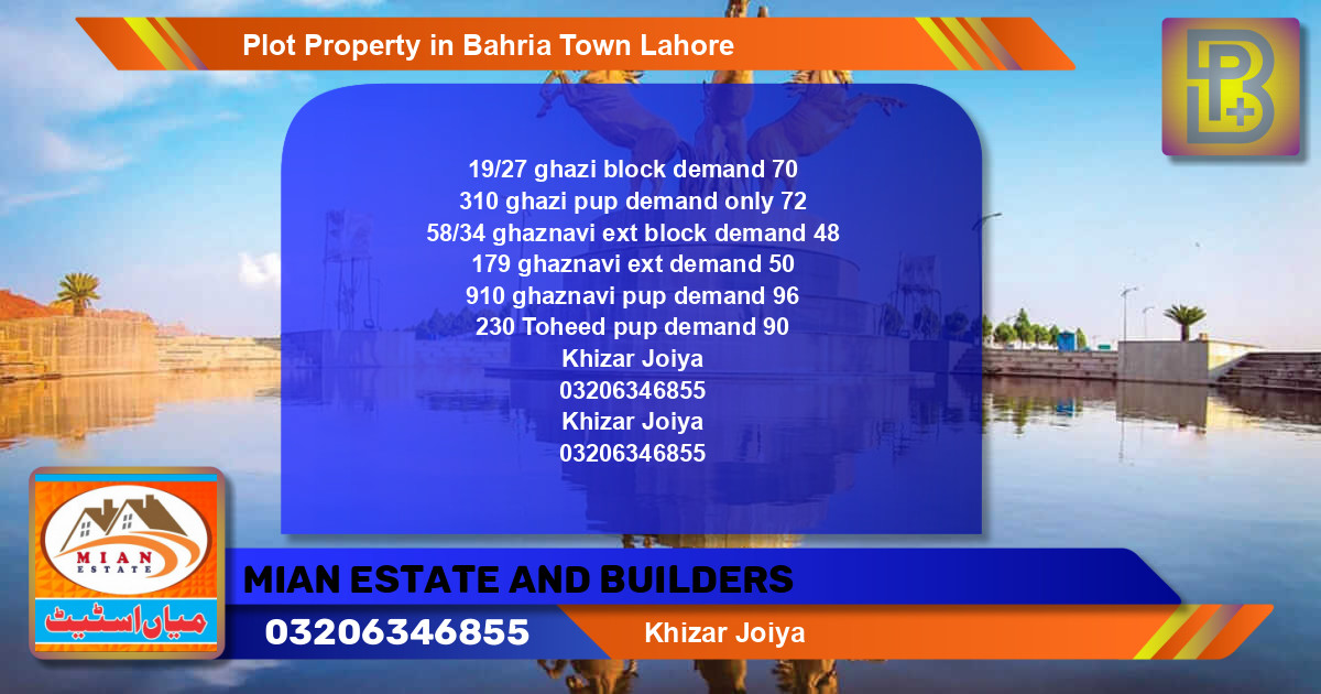 Residential Plot for Sale in Bahria Town, Lahore - (BP-70860)
