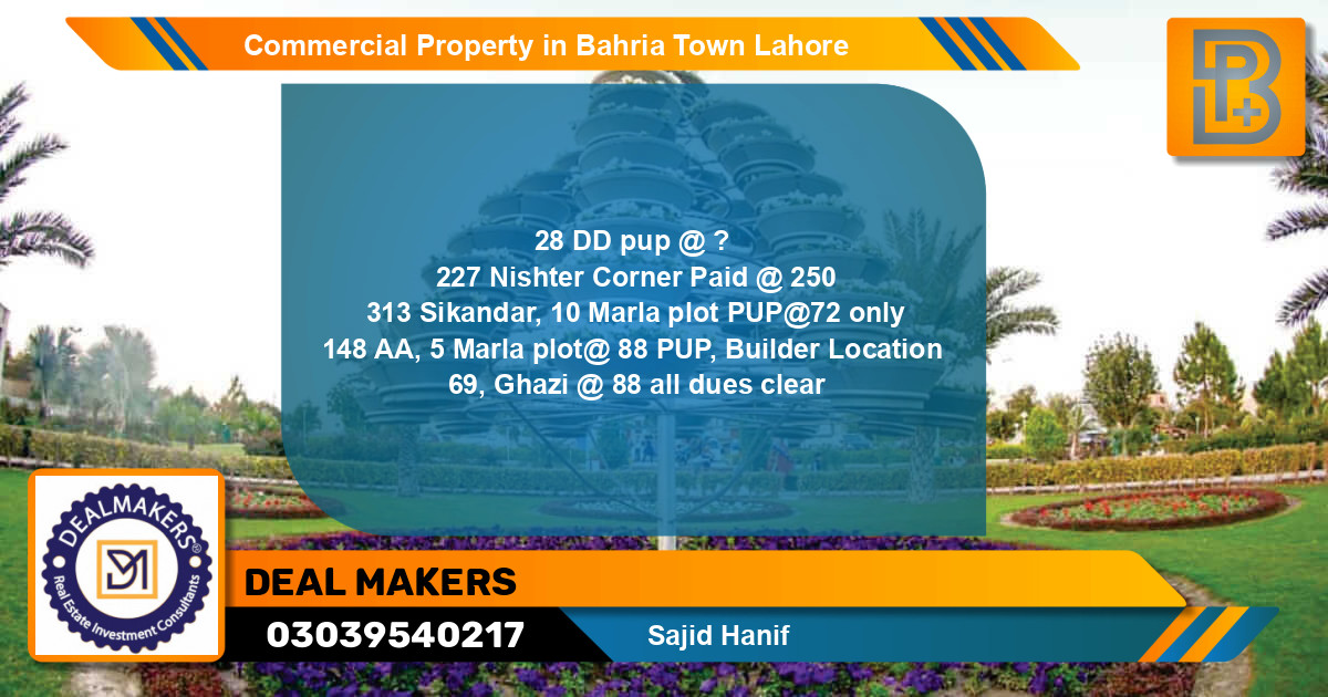 Commercial Property for Sale in Bahria Town, Lahore - (BP-70878)