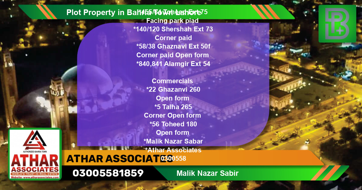 Commercial Plot for Sale in Bahria Town, Lahore - (BP-70891)