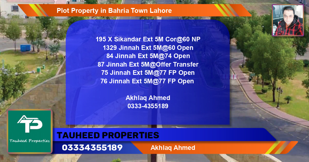 Residential Plot for Sale in Bahria Town, Lahore - (BP-70902)
