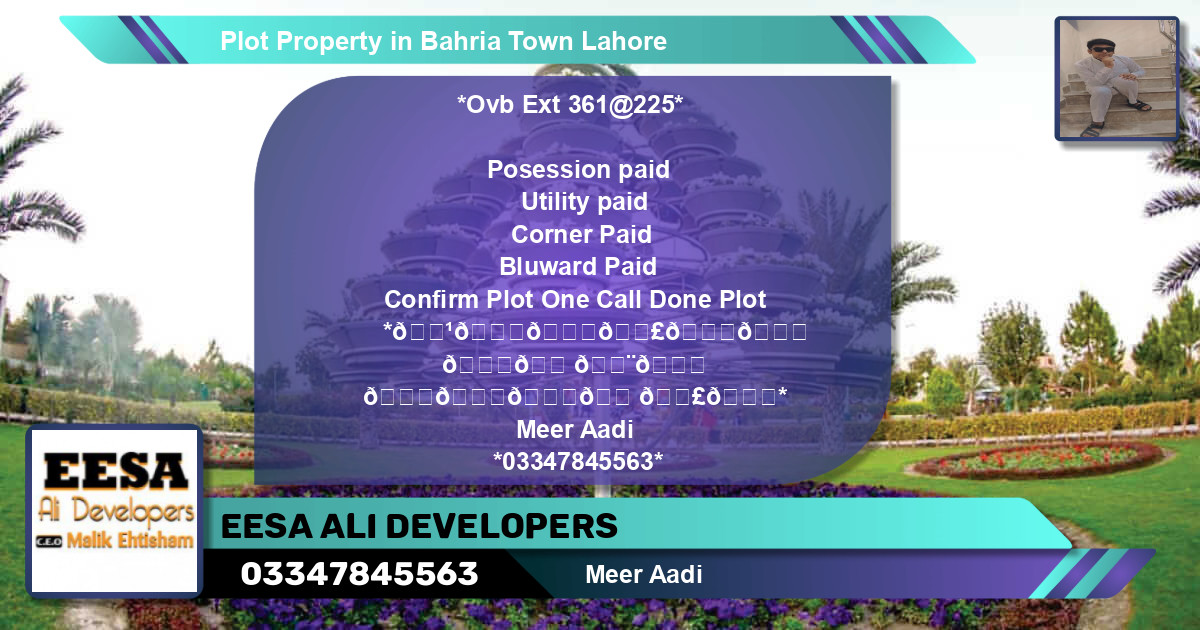 Residential Plot for Sale in Bahria Town, Lahore - (BP-70909)
