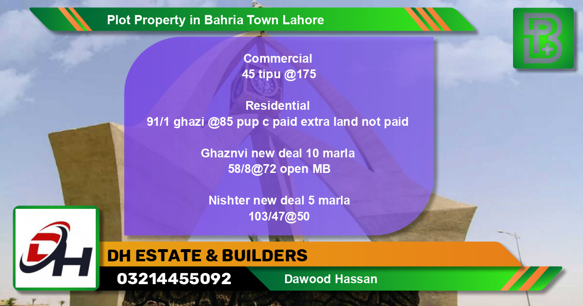Commercial Plot for Sale in Bahria Town, Lahore - (BP-70918)
