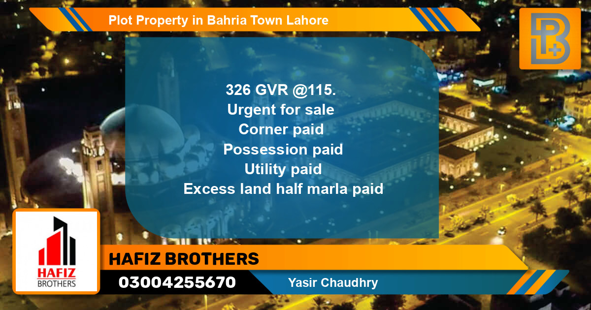 Residential Plot for Sale in Bahria Town, Lahore - (BP-70931)