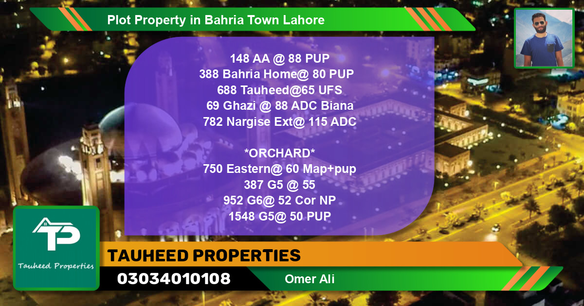 Residential Plot for Sale in Bahria Town, Lahore - (BP-70952)