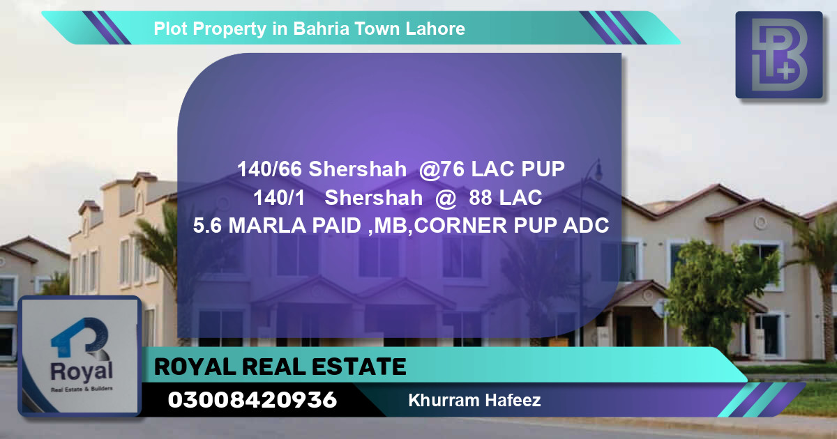 Residential Plot for Sale in Bahria Town, Lahore - (BP-70956)