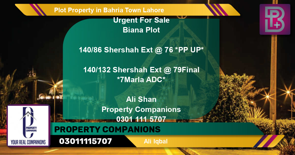 Residential Plot for Sale in Bahria Town, Lahore - (BP-70978)