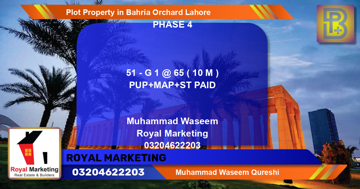 Residential Plot for Sale in Bahria Orchard, Lahore - (BP-70980)