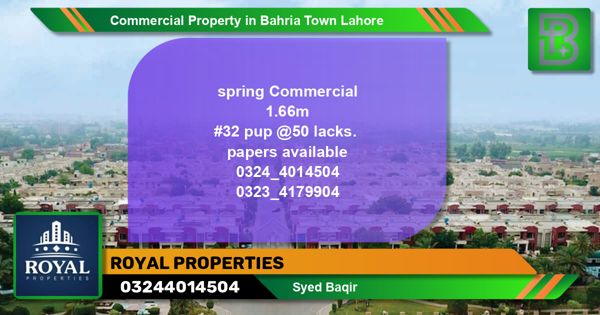 Commercial Property for Sale in Bahria Town, Lahore - (BP-70990)