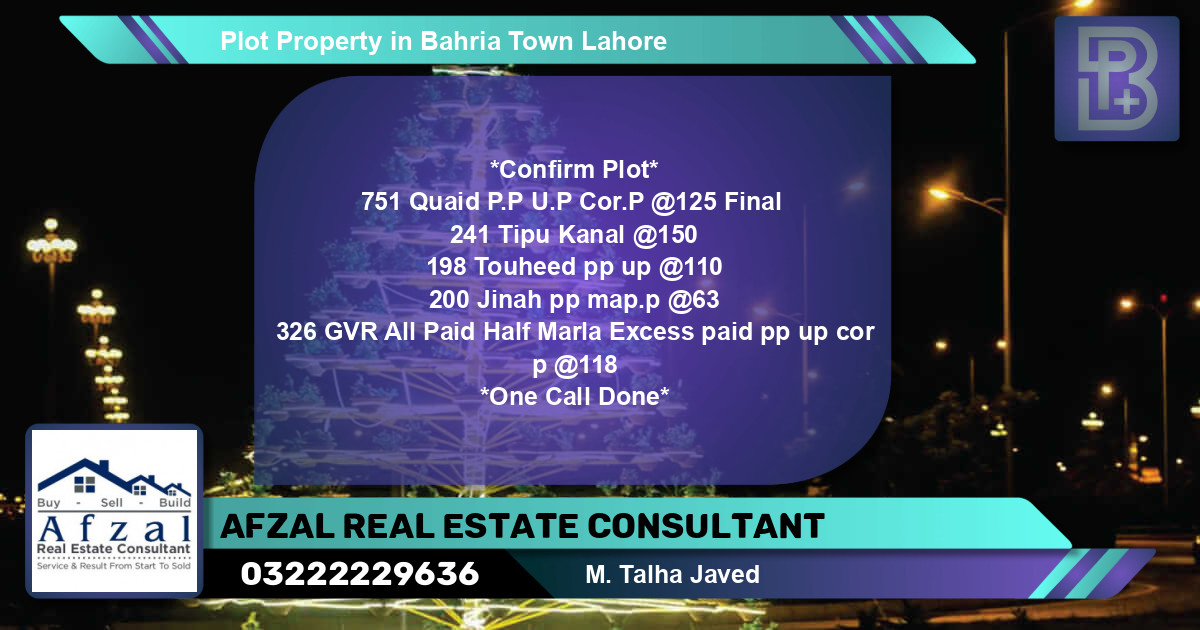 Residential Plot for Sale in Bahria Town, Lahore - (BP-71035)
