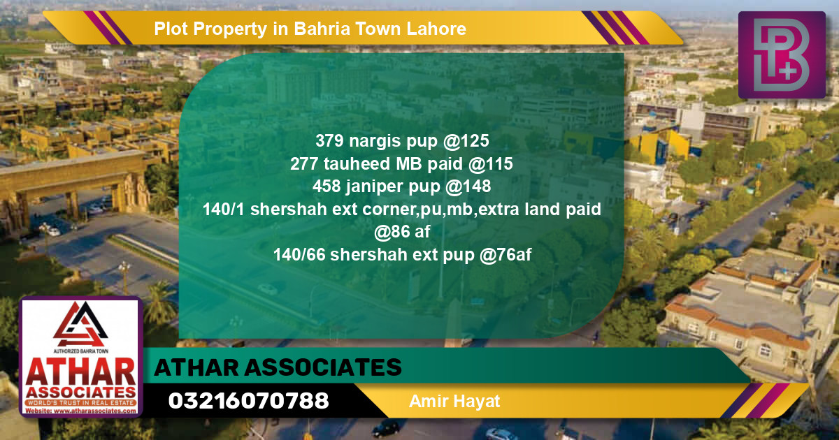 Residential Plot for Sale in Bahria Town, Lahore - (BP-71036)
