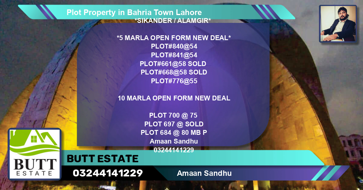 Residential Plot for Sale in Bahria Town, Lahore - (BP-71037)
