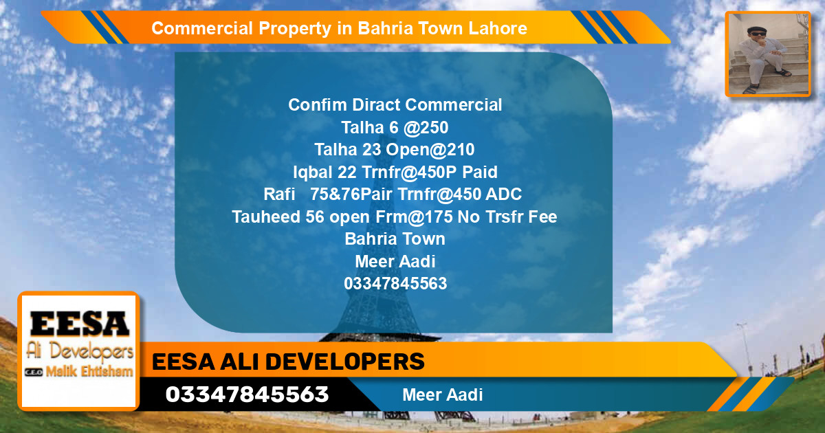 Commercial Property for Sale in Bahria Town, Lahore - (BP-71039)