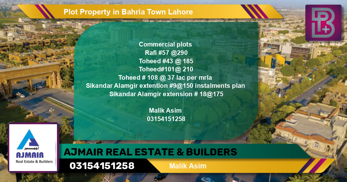 Commercial Plot for Sale in Bahria Town, Lahore - (BP-71041)
