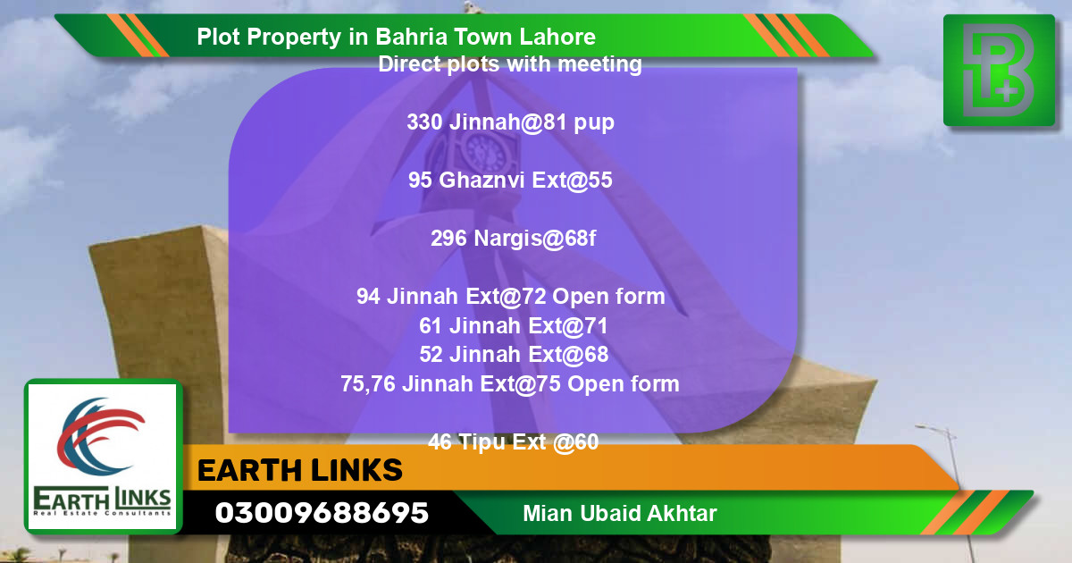Residential Plot for Sale in Bahria Town, Lahore - (BP-71048)