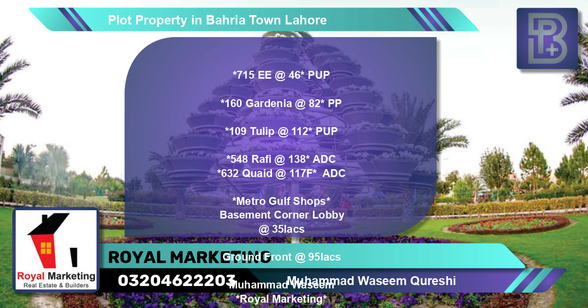 Residential Plot for Sale in Bahria Town, Lahore - (BP-71061)