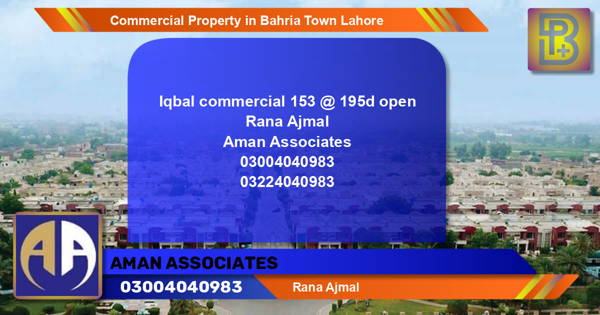 Commercial Property for Sale in Bahria Town, Lahore - (BP-71095)