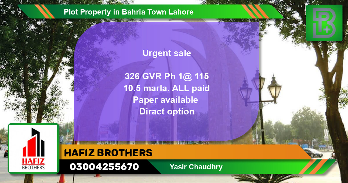 Residential Plot for Sale in Bahria Town, Lahore - (BP-71096)