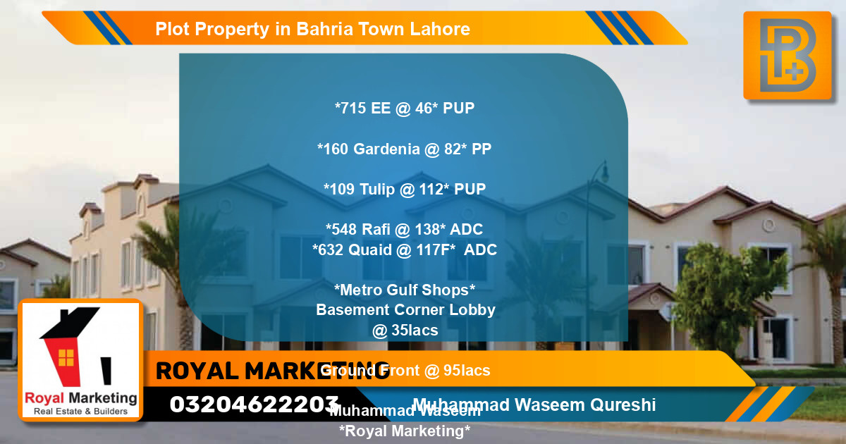 Residential Plot for Sale in Bahria Town, Lahore - (BP-71119)