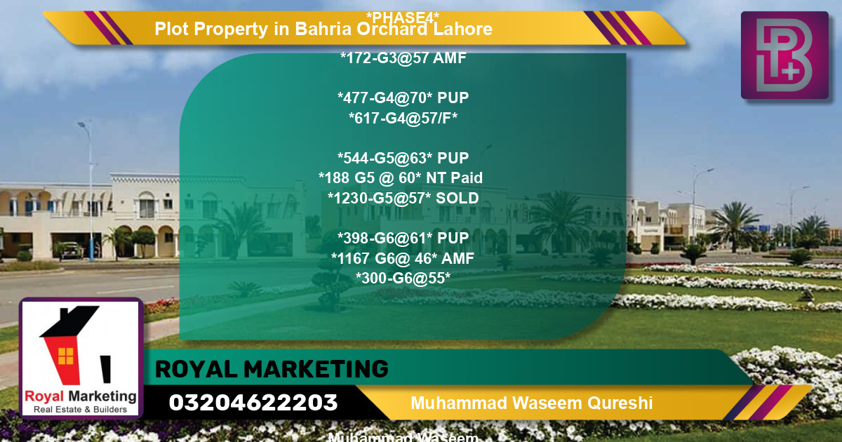 Residential Plot for Sale in Bahria Orchard, Lahore - (BP-71121)