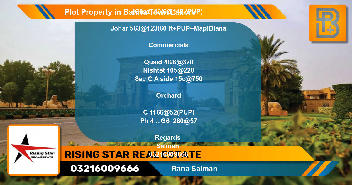 Commercial Plot for Sale in Bahria Town, Lahore - (BP-71129)