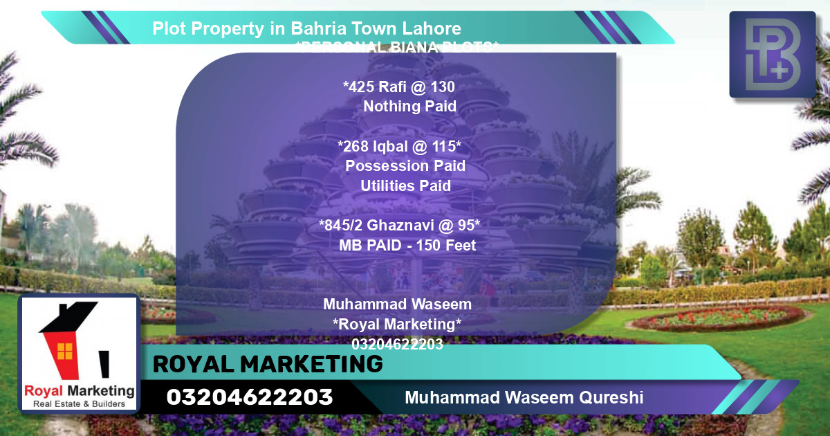 Residential Plot for Sale in Bahria Town, Lahore - (BP-71141)