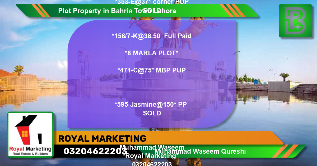 Residential Plot for Sale in Bahria Town, Lahore - (BP-71145)