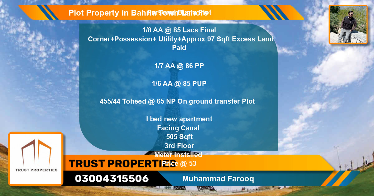 Residential Plot for Sale in Bahria Town, Lahore - (BP-71153)