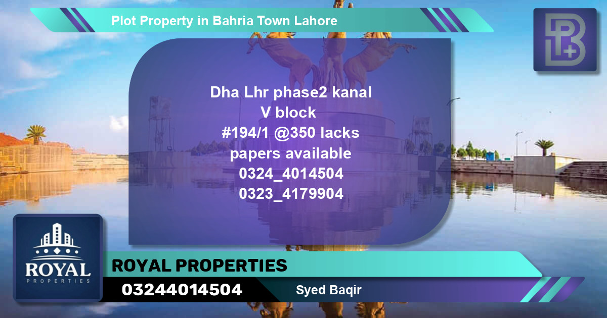 Residential Plot for Sale in Bahria Town, Lahore - (BP-71154)