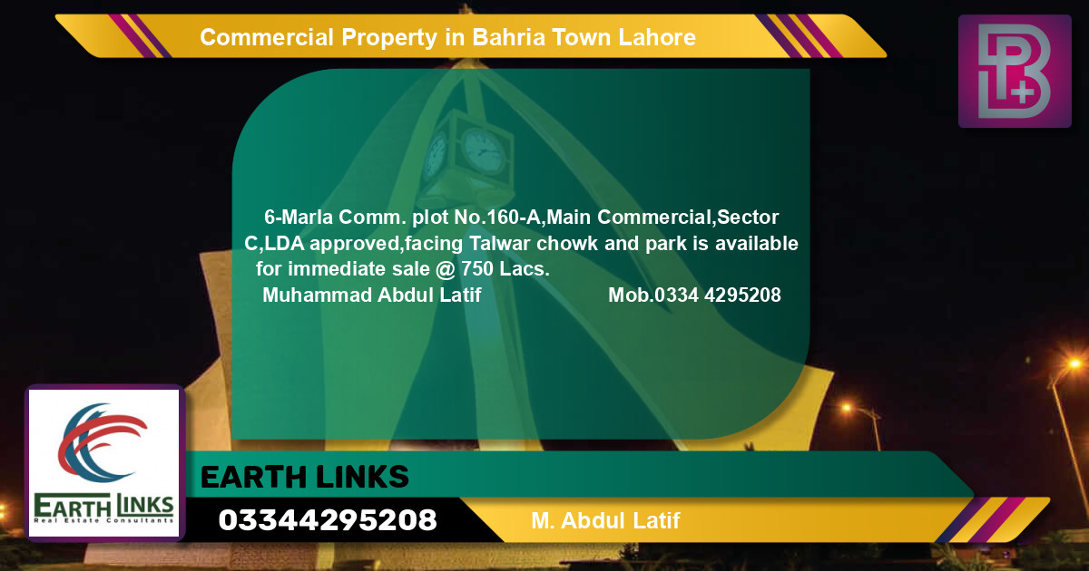 Commercial Property for Sale in Bahria Town, Lahore - (BP-71205)