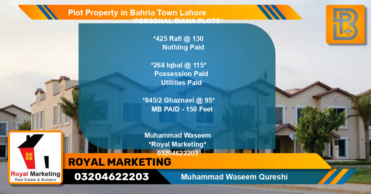 Residential Plot for Sale in Sector E - Rafi Block -  Bahria Town, Lahore - (BP-71224)