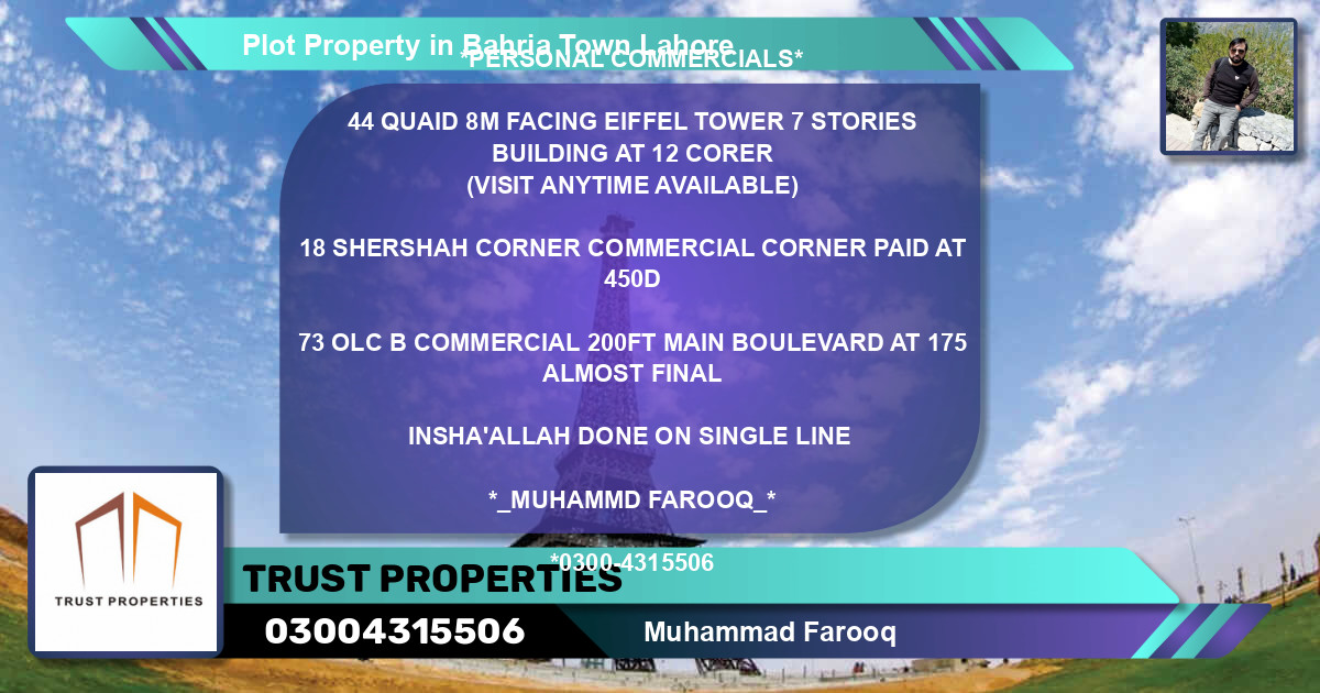 Commercial Plot for Sale in Bahria Town, Lahore - (BP-71247)