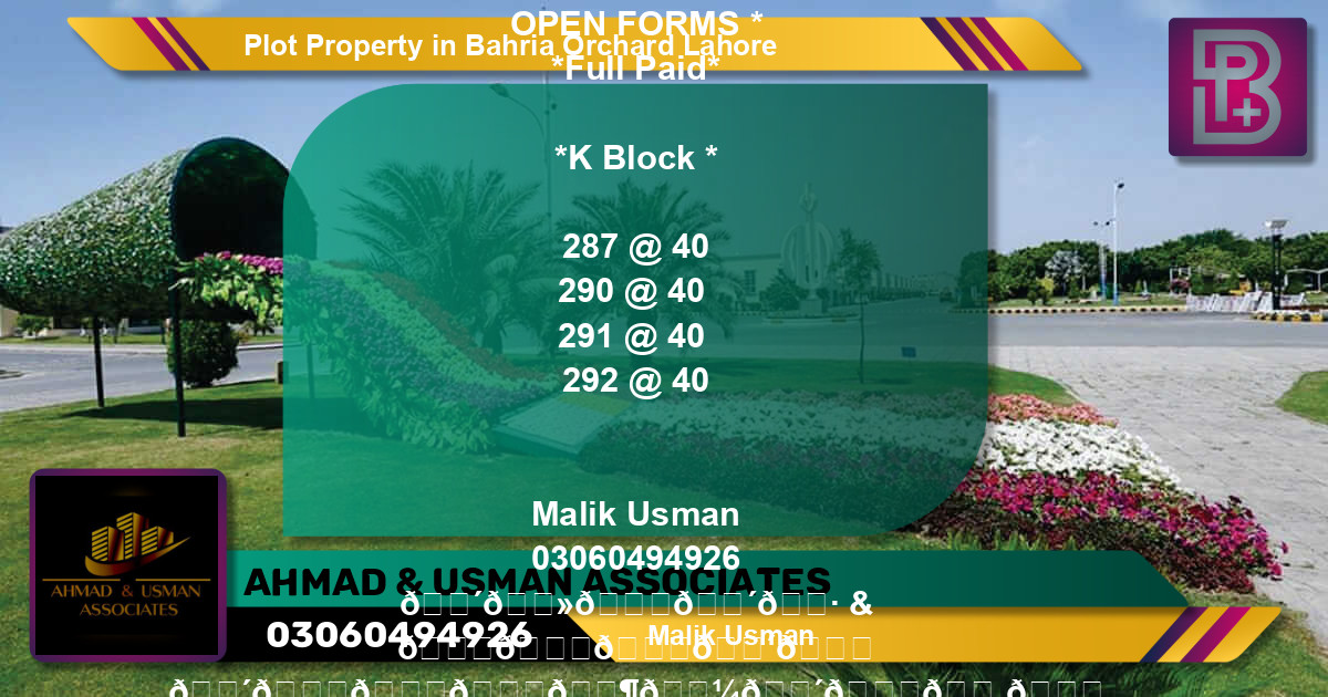 Residential Plot for Sale in Bahria Orchard, Lahore - (BP-71256)