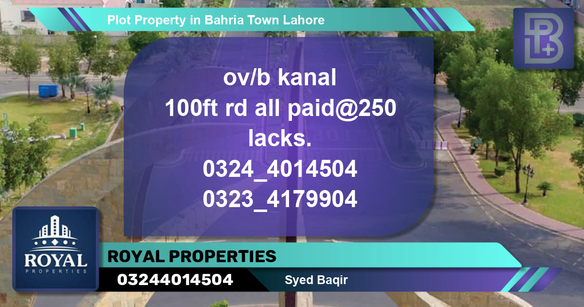 Residential Plot for Sale in Bahria Town, Lahore - (BP-71280)