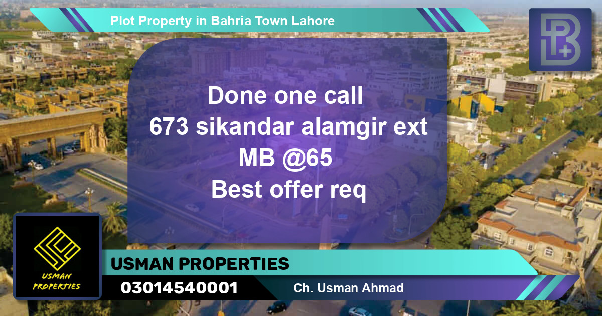 Residential Plot for Sale in Bahria Town, Lahore - (BP-71303)