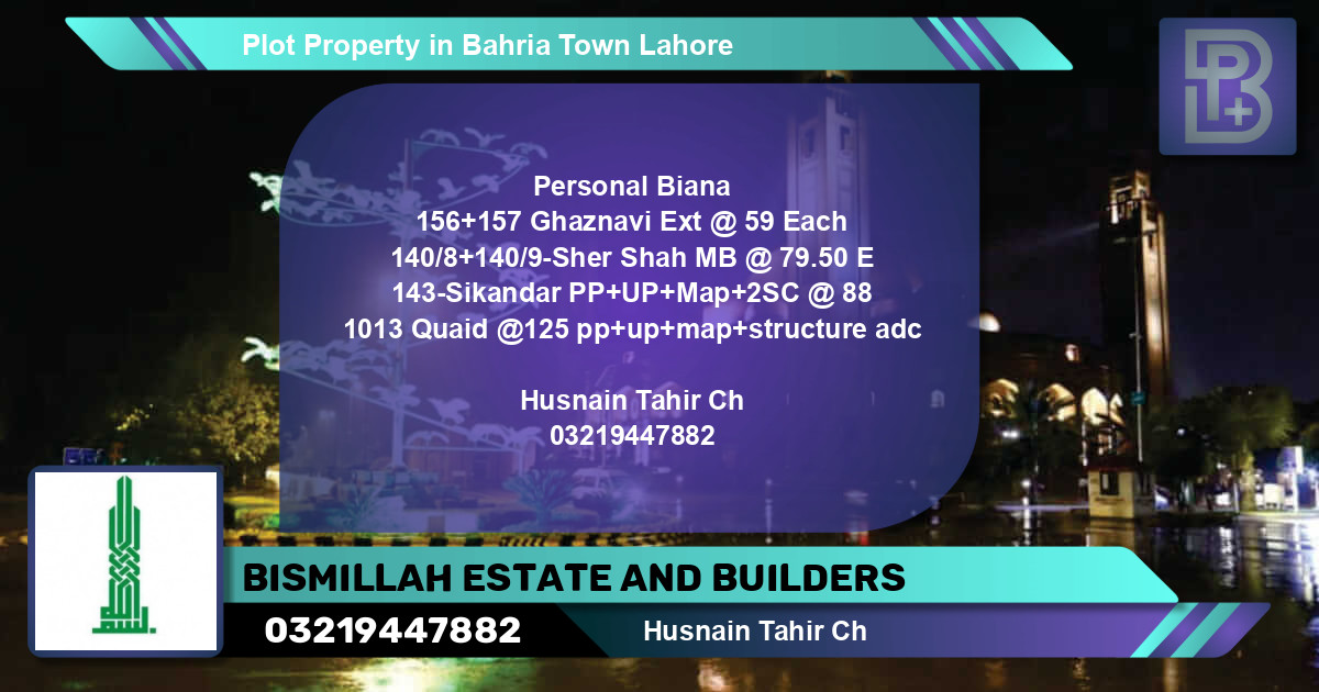 Residential Plot for Sale in Bahria Town, Lahore - (BP-71333)