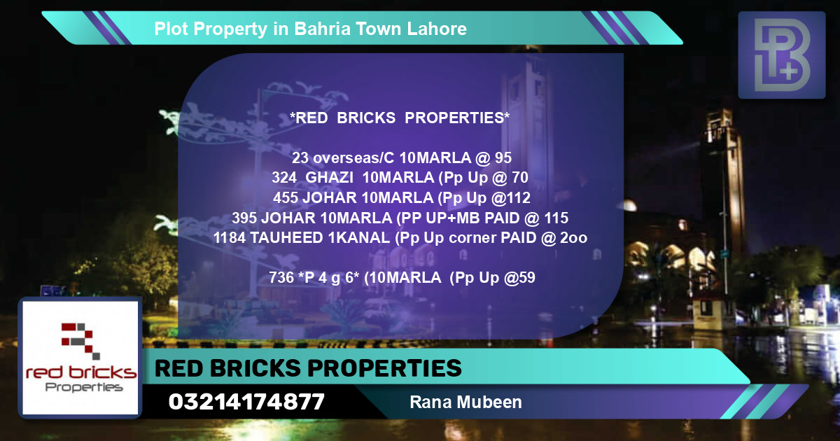 Residential Plot for Sale in Bahria Town, Lahore - (BP-71355)
