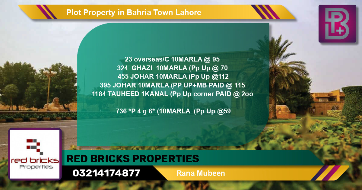 Residential Plot for Sale in Bahria Town, Lahore - (BP-71356)
