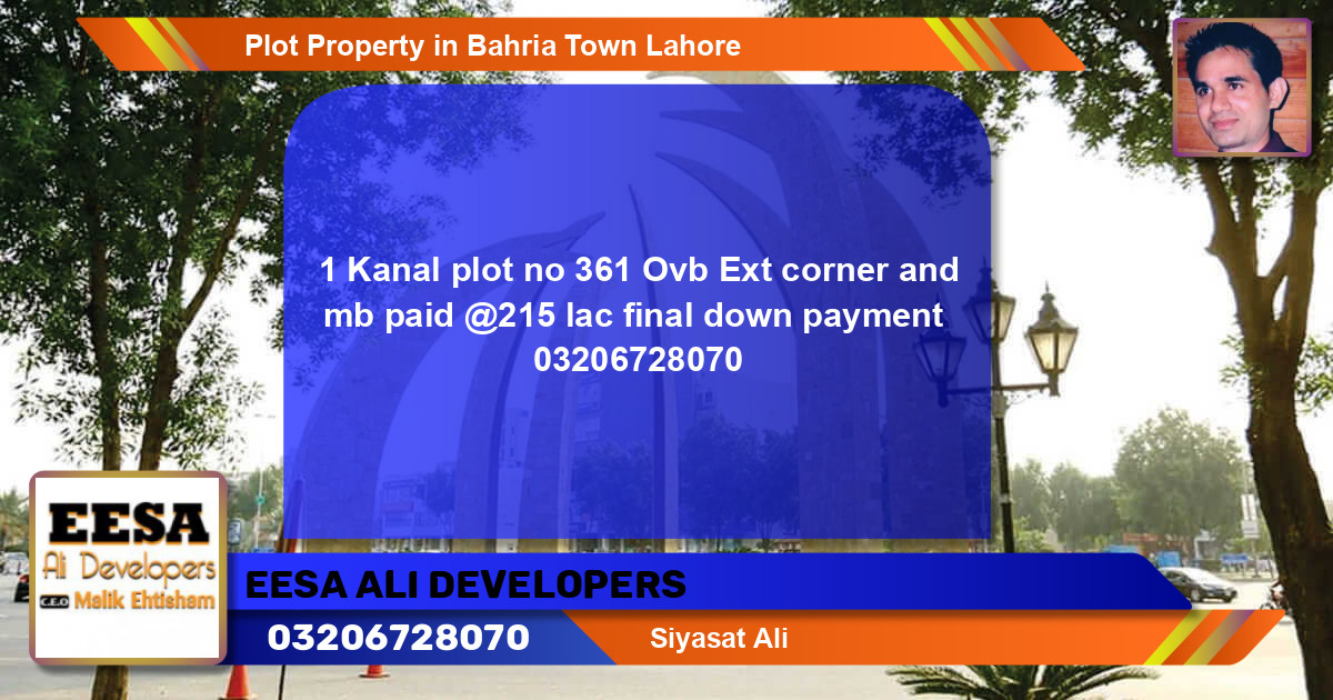 Residential Plot for Sale in Bahria Town, Lahore - (BP-71366)
