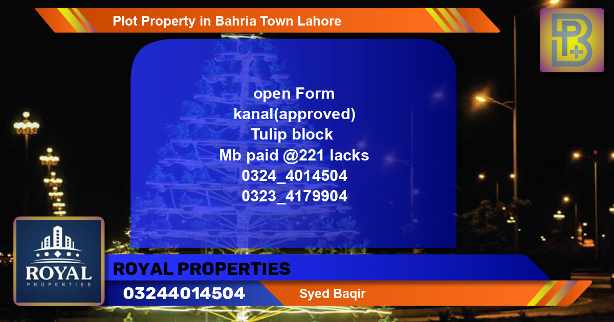 Residential Plot for Sale in Bahria Town, Lahore - (BP-71380)