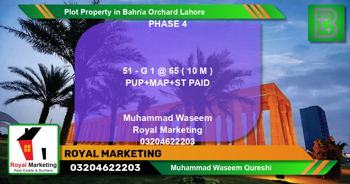 Residential Plot for Sale in Bahria Orchard, Lahore - (BP-71393)
