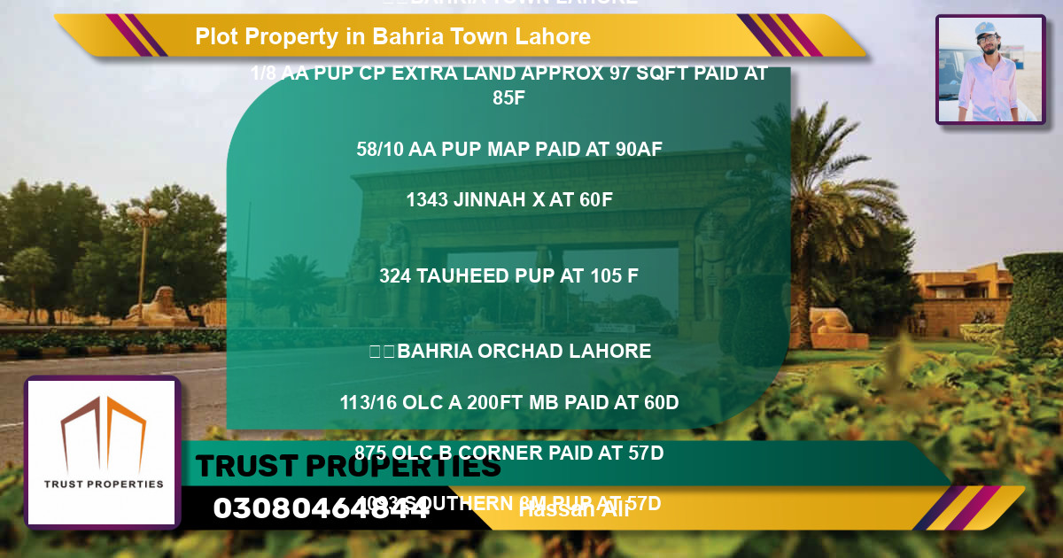 Residential Plot for Sale in Bahria Town, Lahore - (BP-71397)